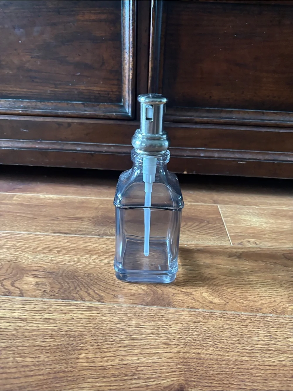 Clear Glass Soap Dispenser with Silver Pump